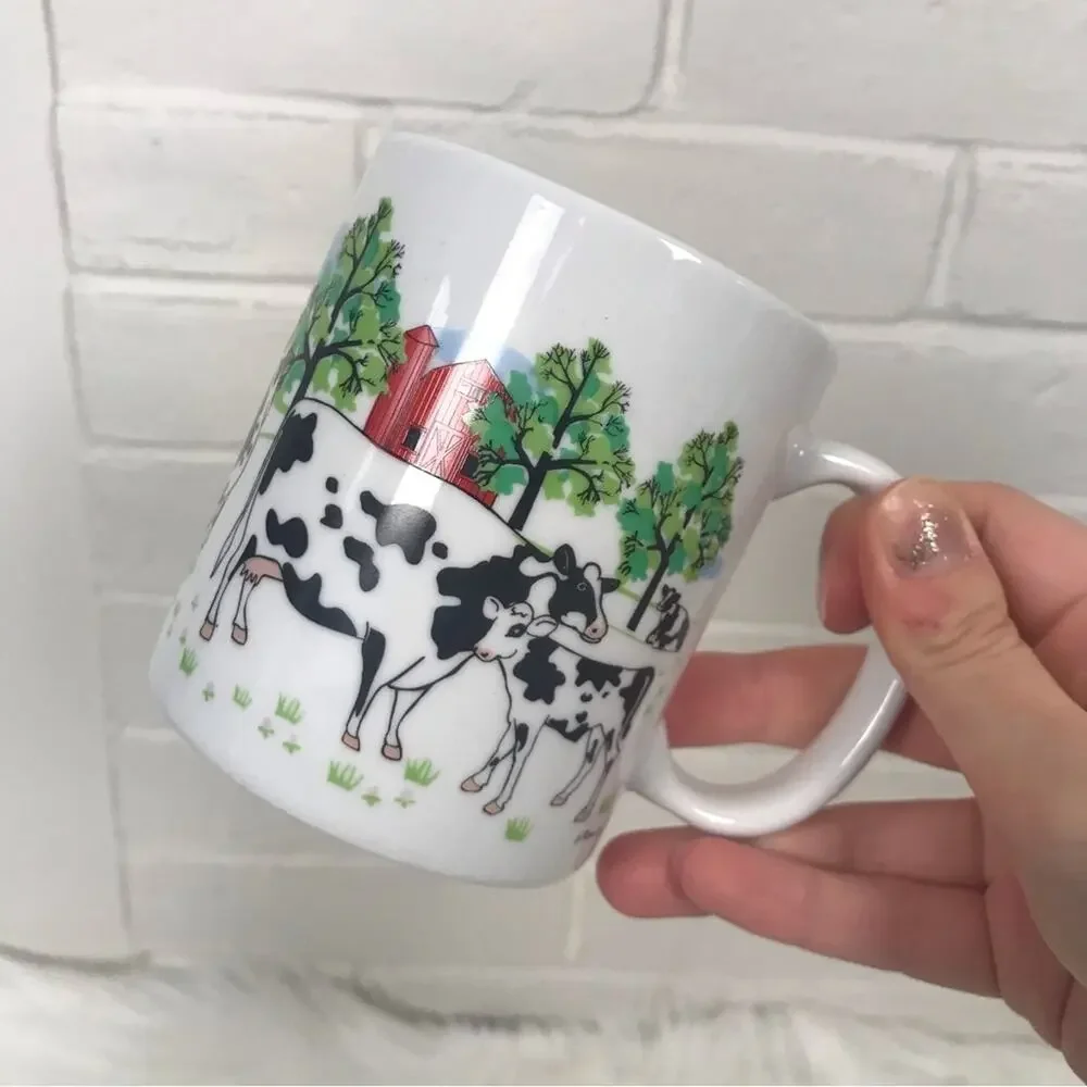 Vintage Farmhouse Cow Print Coffee Mug from 1997